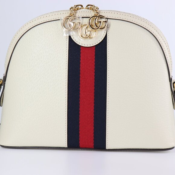*NEW* Gucci Ophidia Dome Sherry Leather Web Stripe Cream White - Picture 3 of 14